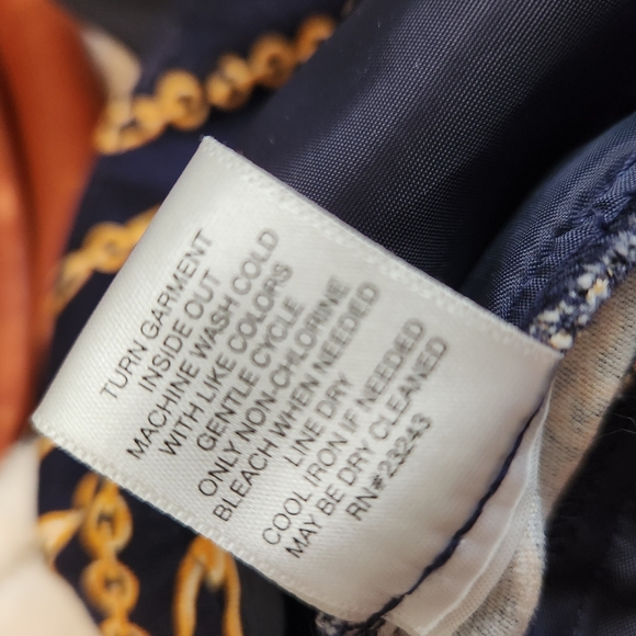 Navy & Gold Chevron Chain Print Cropped Pants – Size 2 - Picture 5 of 8